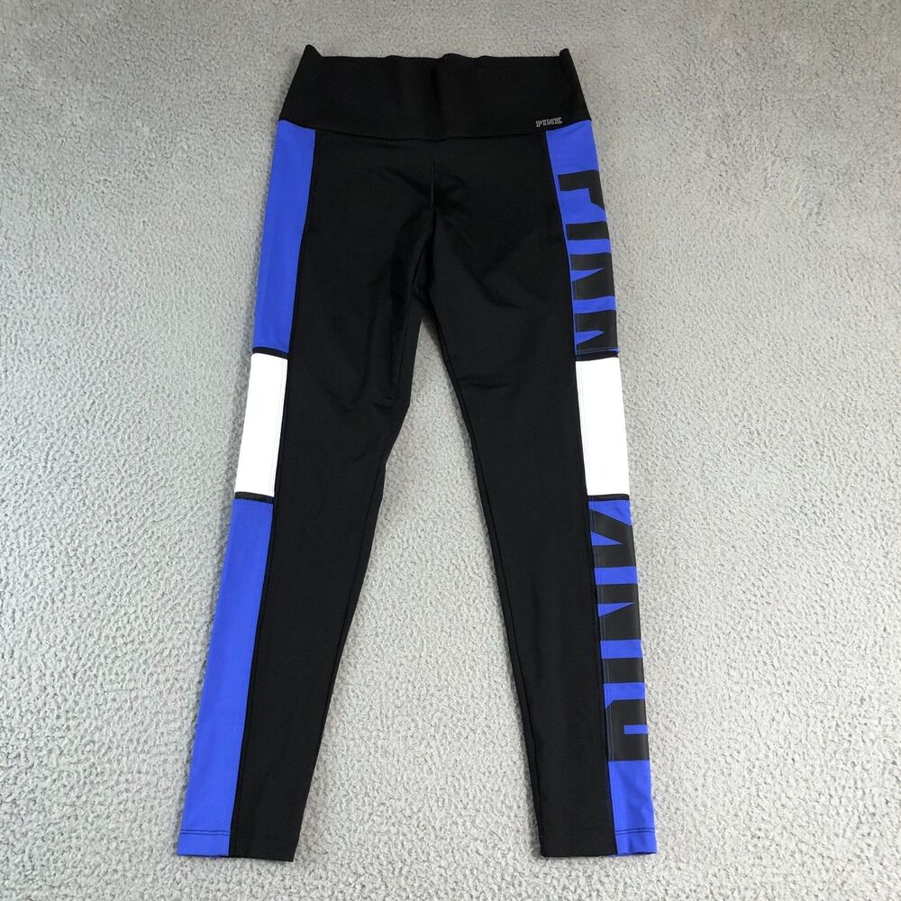 Victoria's Secret Black + Royal Blue Colorblock Leggings